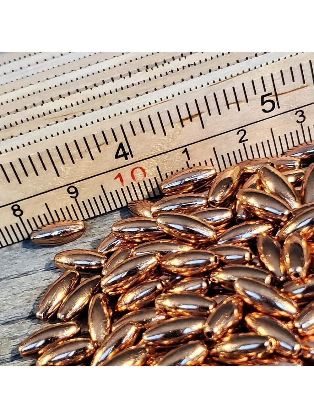 Bulk Pack of 50 Solid India Shiny Copper 9x4mm Smooth Oval Spacer Beads